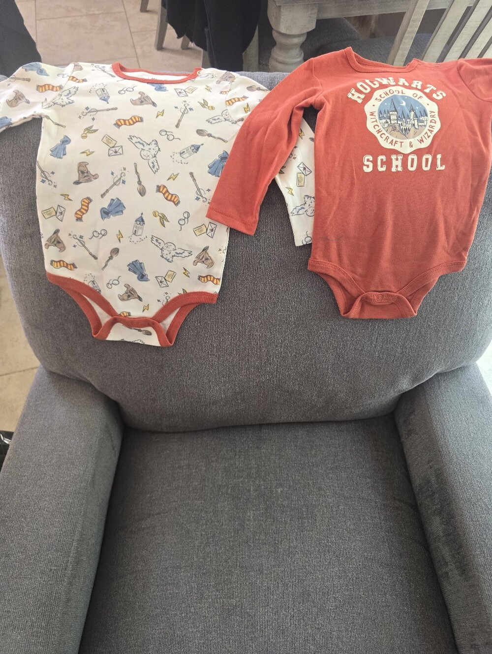 Warner Bros. Red & White Hogwarts Baby One-Piece Set